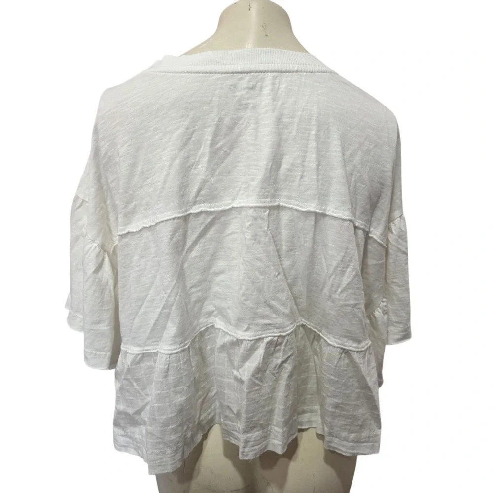Pilcro Anthropologie White Crochet Lace Peplum Top Cotton Boho MP Petite Medium